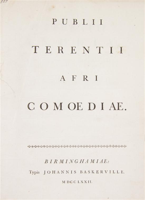 TERENCE Publii Terentii Afri Comoediae.