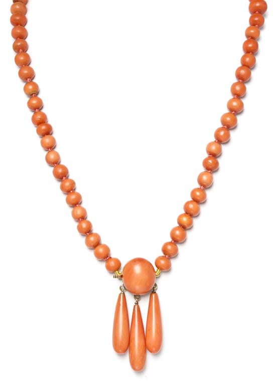 An Antique Coral Bead Necklace