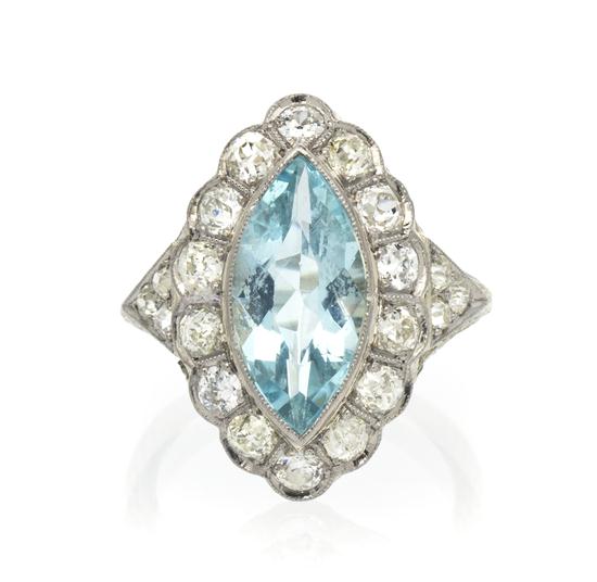 An Edwardian White Gold Aquamarine 155032