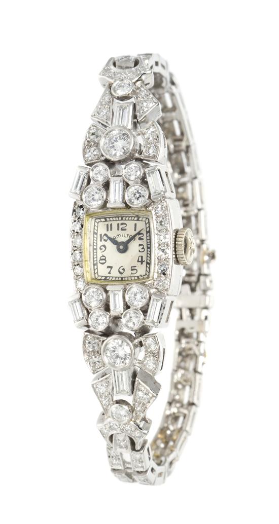 A Platinum and Diamond Mechanical Wristwatch