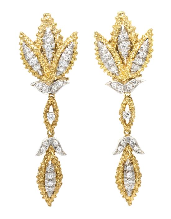  A Pair of 18 Karat Gold and Diamond 15507a