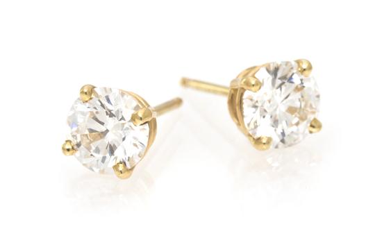 * A Pair of 14 Karat Yellow Gold