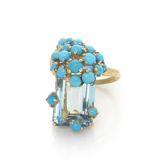 A 14 Karat Yellow Gold Aquamarine 1550c1