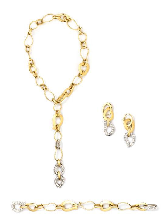 A Suite of 18 Karat Gold and Diamond