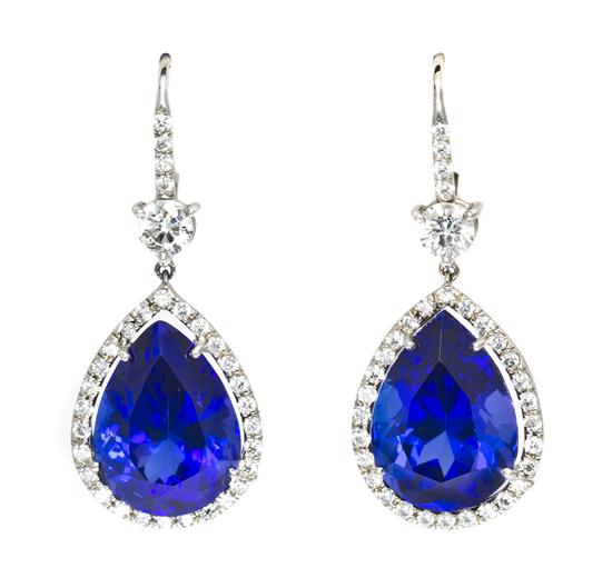 A Pair of 18 Karat White Gold Tanzanite 15512f