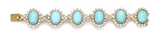 An 18 Karat Yellow Gold Turquoise