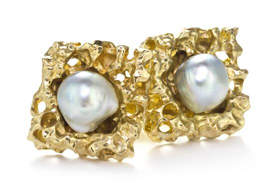 A Pair of 14 Karat Yellow Gold