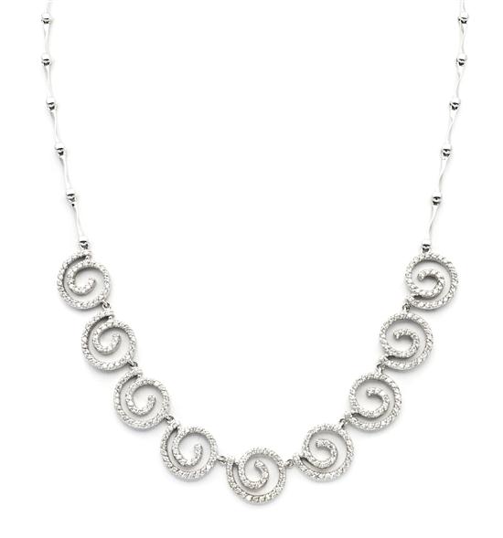 A 14 Karat White Gold Diamond Necklace 155180