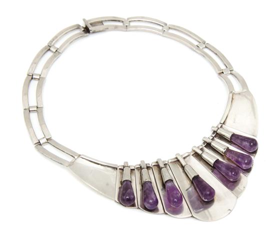 A Sterling Silver and Amethyst Necklace