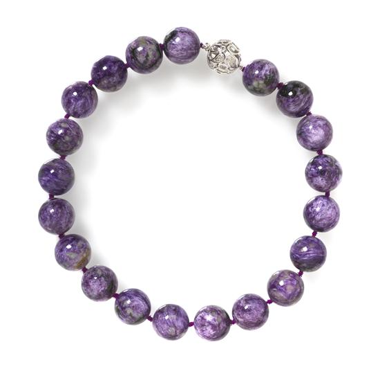 A Single Strand Charoite Bead Necklace 1551d8