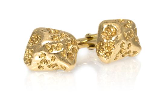 A Pair of Yellow Gold Nugget Motif