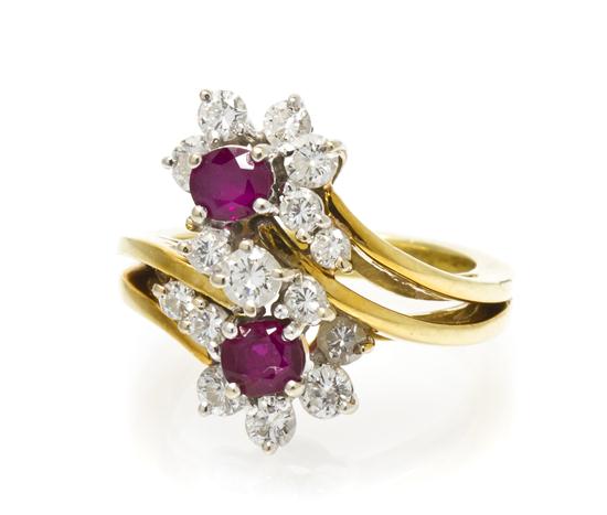 An 18 Karat Yellow Gold Ruby and Diamond