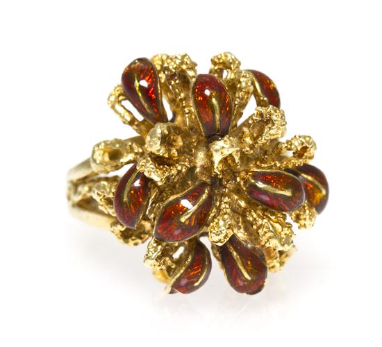 A 14 Karat Yellow Gold and Enamel 15524c