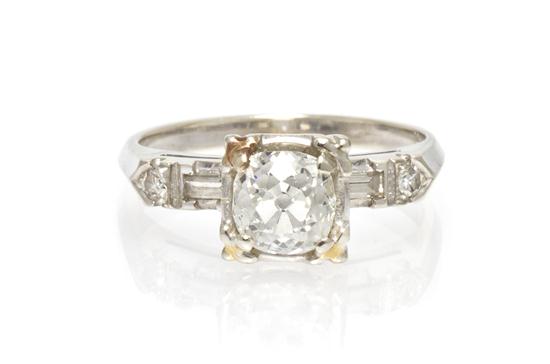 A 14 Karat White Gold Diamond Ring