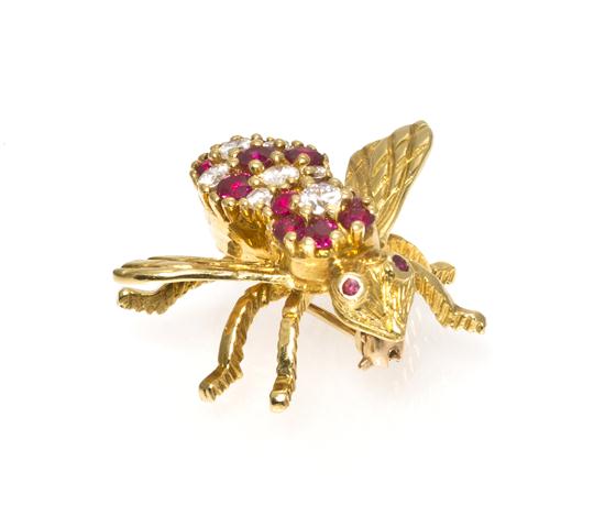 An 18 Karat Yellow Gold Ruby and