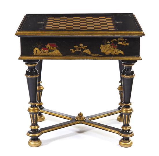 A Painted and Parcel Gilt Games Table