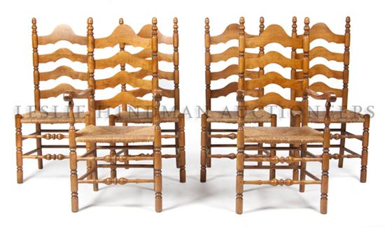 A Set of Six American Ladder Back Chairs