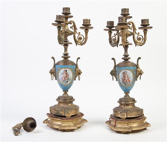 * A Pair of Sevres Style Gilt Metal