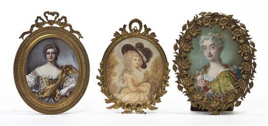 A Group of Three Portrait Miniatures