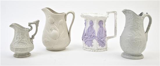 Four Salt Glaze Pitchers of various