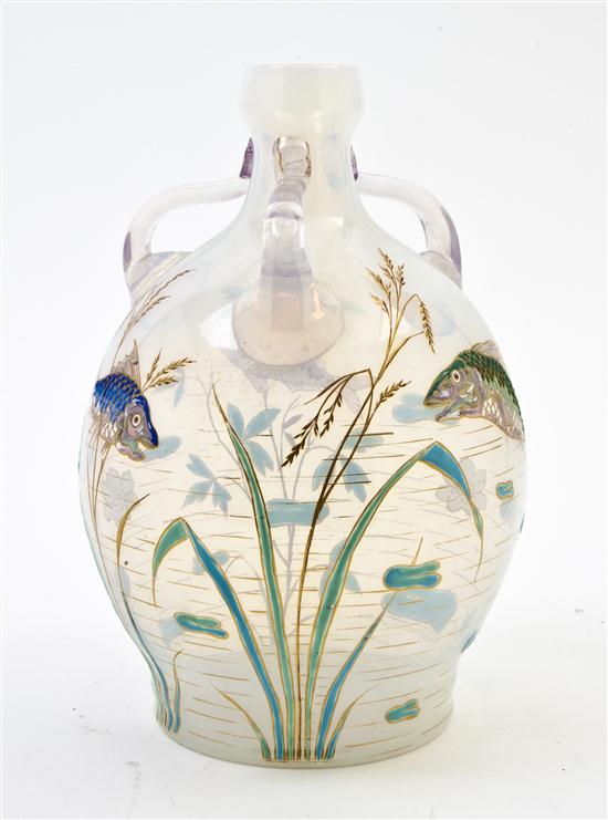 A French Enameled Opalescent Glass Vase