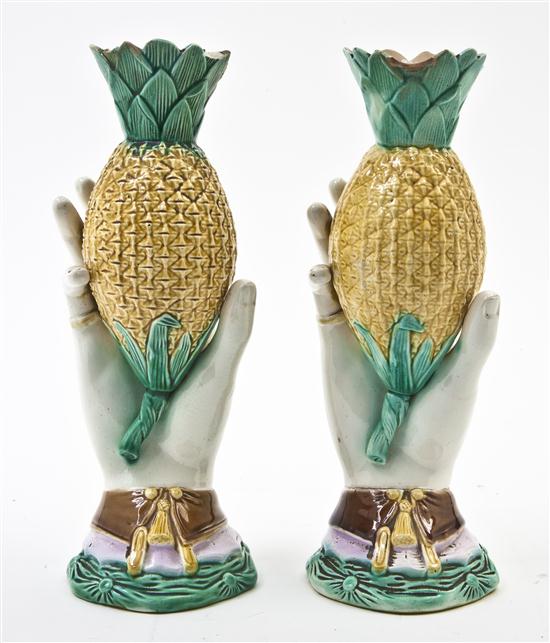 A Pair of Majolica Vases each in 15536c