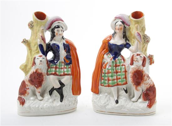 Two Staffordshire Figural Spill 155397