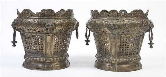 * A Pair of Neoclassical Brass Jardinieres