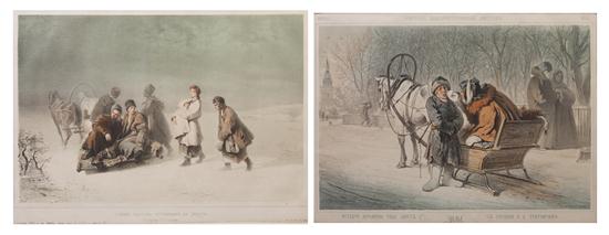 * A Pair of Decorative Colored Lithographs