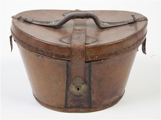 * A Victorian Leather Hat Box of