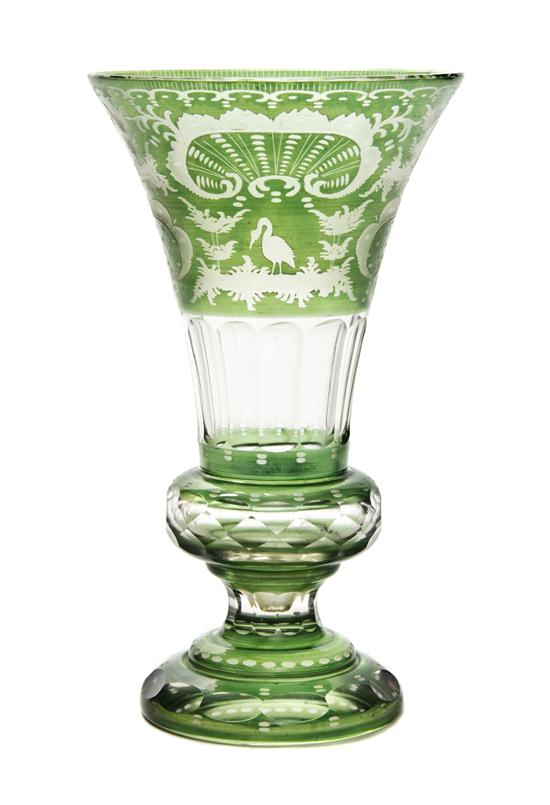 A Bohemian Green Cut to Clear Glass 1553e1