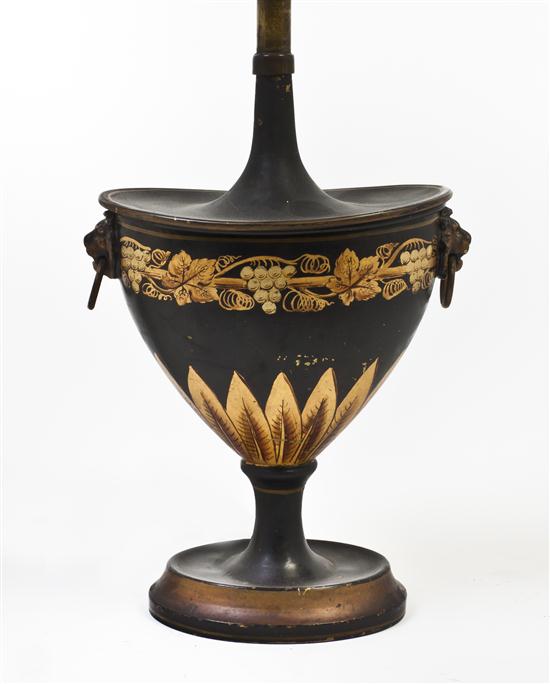 A Painted Tole Urn having gilt 1553f2