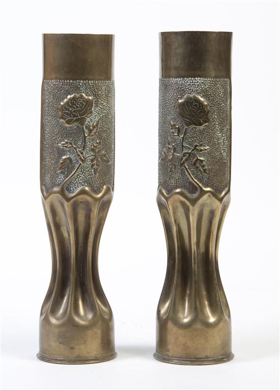 * A Pair of Trench Art Vases of
