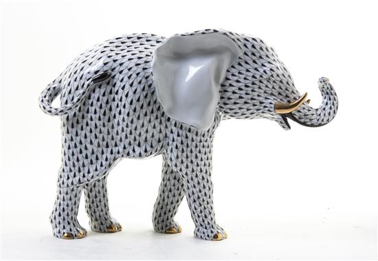 A Herend Porcelain Model of an Elephant