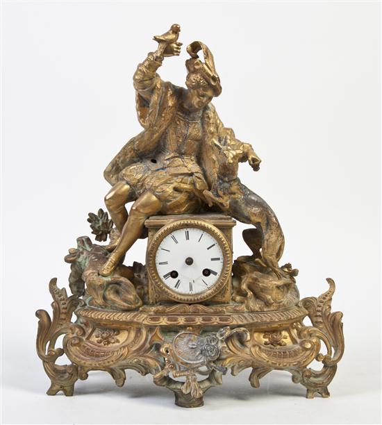 A Gilt Bronze Figural Mantel Clock 15541a
