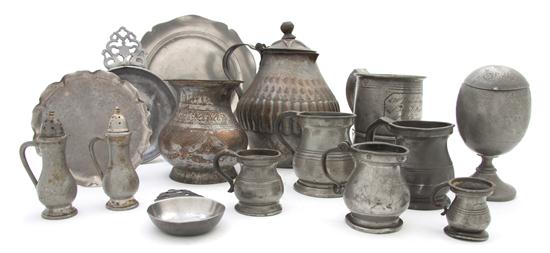 * A Collection of Fifteen Pewter Utilitarian