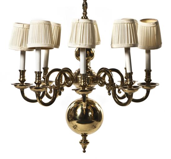 * A Dutch Baroque Style Brass Eight-Light