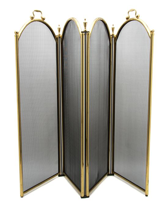 A Brass Four Panel Firescreen having 155438