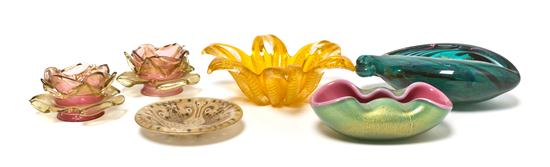 * Six Venetian Glass Articles comprising