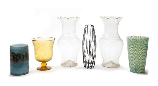 * A Collection of Glass Vases comprising