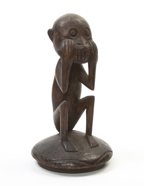 A Carved Wood Figural Lid West 155495