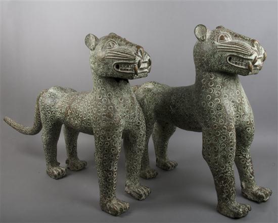 Two Cast Bronze Figures Benin each 15549e