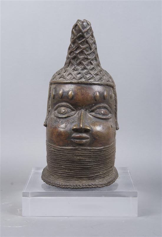 A Cast Bronze Bust Benin depicting