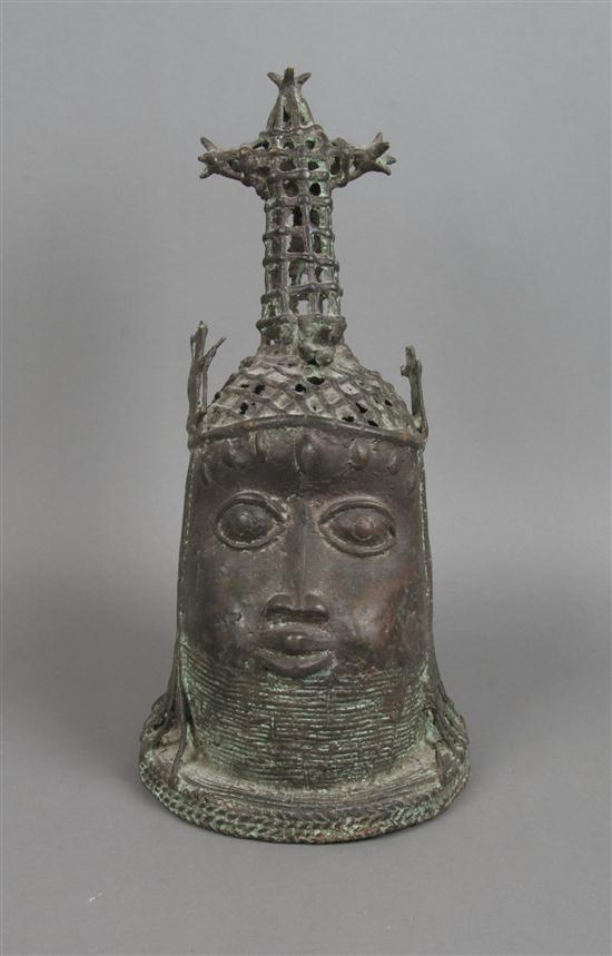 A Cast Bronze Bust Benin depicting