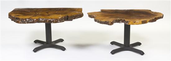 A Pair of Burlwood Low Tables of