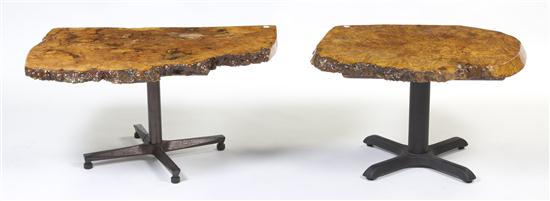 A Pair of Burlwood Low Tables of