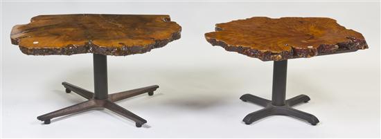 A Pair of Burlwood Low Tables of 1554be