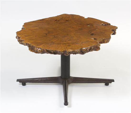 A Burlwood Low Table of naturalistic
