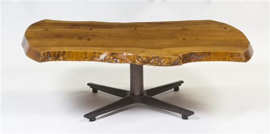 A Burlwood Low Table of naturalistic