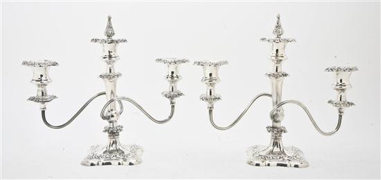 A Pair of Silverplate Two-Light Candelabra